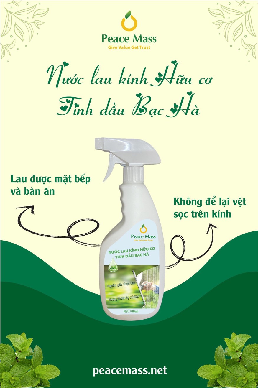 NƯỚC LAU KÍNH HỮU CƠ TINH DẦU BẠC HÀ CHAI XỊT 700ML